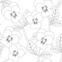 Pansy Flower on Seamless Background Outline vector