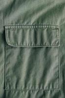 primer plano del bolsillo de una chaqueta verde de invierno foto
