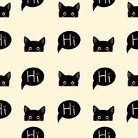 Black Cat Sneaking on Beige Ivory Background vector