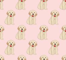 Labrador Golden Retriever Dog Seamless on Pink Background vector