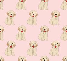 Labrador Golden Retriever Dog Seamless on Pink Background vector