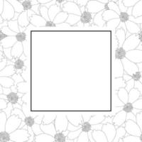 Cosmos Flower Outline Banner Card vector