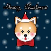 shiba inu santa claus perro tarjetas de felicitación vector