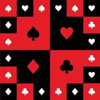 tarjeta trajes rojo negro blanco tablero de ajedrez fondo vector