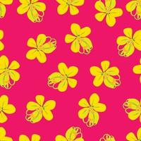 Cassia Fistula - Golden Shower Flower on Pink Background vector