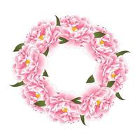 Pink Peony Flower Wreath vector