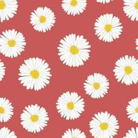 White Aster, Daisy Seamless on Red Background vector