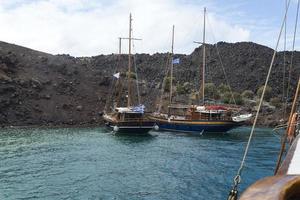 Passenger ship near the island of Santorini. photo