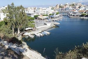 Boat station in the city of Chania at Sunny day. photo