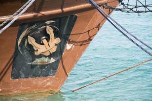 Close up view of cargo ship anchor photo