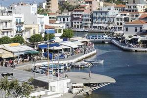 Boat station in the city of Chania at Sunny day. photo
