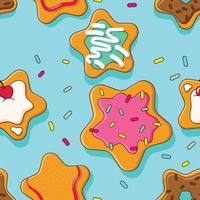 Cute Star Biscuit Seamless Pattern vector