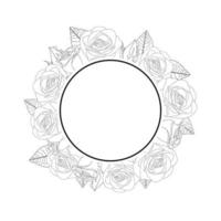 Rose Flower Banner Wreath Outline vector