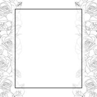 Rose and Iris Flower Outline Banner Card Border vector