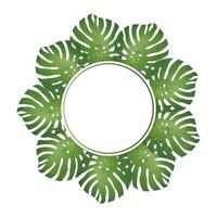 Philodendron Monstera Leaf Banner Wreath vector