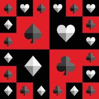 Card Suit Chess Board Red and Black Pattern. vector