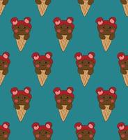 Bear Chocolate on Ice Cream Blue Teal Background vector