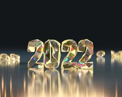 2022 typography crystal decoration 3d rendering background photo