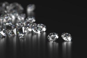 Diamond Group placed on Black Background with soft focus 3D rendering photo