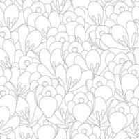 Crocus Flower Outline Seamless Background vector