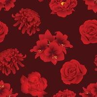 fondo de flor de rosa roja, crisantemo, clavel, peonía y amarilis vector