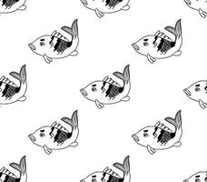 Carp Seamless on White Background vector