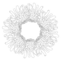 Chrysanthemum Outline Flower Wreath vector