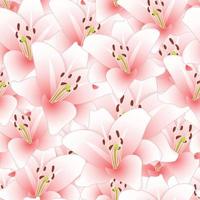 Pink Lily Flower Seamless Background vector