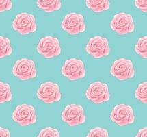 Pink Rose Seamless on Blue Mint Background vector