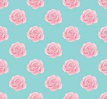 Pink Rose Seamless on Blue Mint Background vector