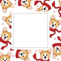 corgi con pañuelo rojo en la tarjeta de pancarta blanca vector