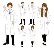 Set Cartoon Scientist People vector