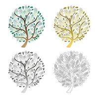 Tree Set isolated on White Background. Vector Illustration.