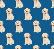 Labrador Golden Retriever Dog Seamless on Indigo Blue Background vector