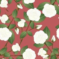 White Rose - Rosa on Red Brown Background. vector