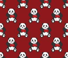 Cute Panda with Red Letter on Red Background. vector