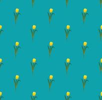 Yellow Tulips on Blue Teal Background vector