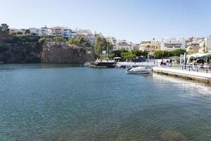 Boat station in the city of Chania at Sunny day. photo