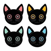 cara de gato negro colorido vector