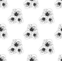 White Plum Blossom Seamless on White Background vector