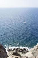 Sweeping landscape overlooking the island of Santorini, Greece photo