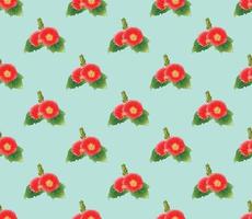 Red Hollyhock on Green Mint Background vector