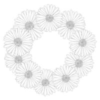 Aster, Daisy Flower Outline Wreath vector