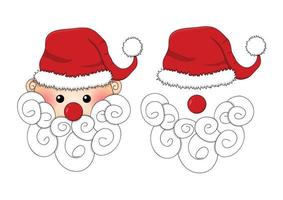 Santa Claus, Santa Hat, Red Nose and White Beard isolated on White Background. vector