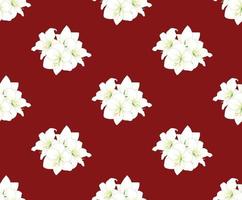 White Amaryllis on Red Background vector