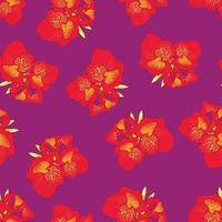 Red Canna lily on Purple Background vector