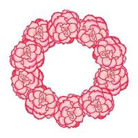 Pink Begonia Flower, Picotee First Love Wreath. vector