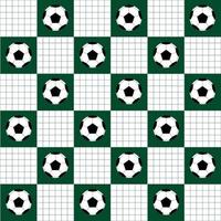 fútbol pelota verde blanco tablero de ajedrez diamante fondo vector