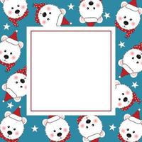 White Bear Santa Claus on Indigo Blue Banner Card vector