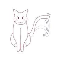 White Cute Cat Wagging Their Tail vector